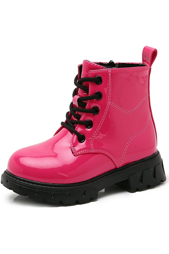 Boys Girls Kid Combat Boots Unisex Rose Red Size 11 Little Kid