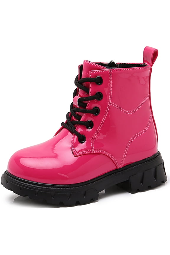 Boys Girls Kid Combat Boots Unisex Rose Red Size 12.5 Little Kid