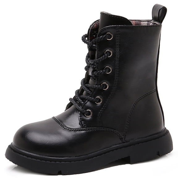 kkdom Boys Girls Kids Combat Boots Unisex Black 12 Little Kid