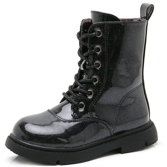 kkdom Boys Girls Kids Combat Boots Unisex Black 12 Little Kid