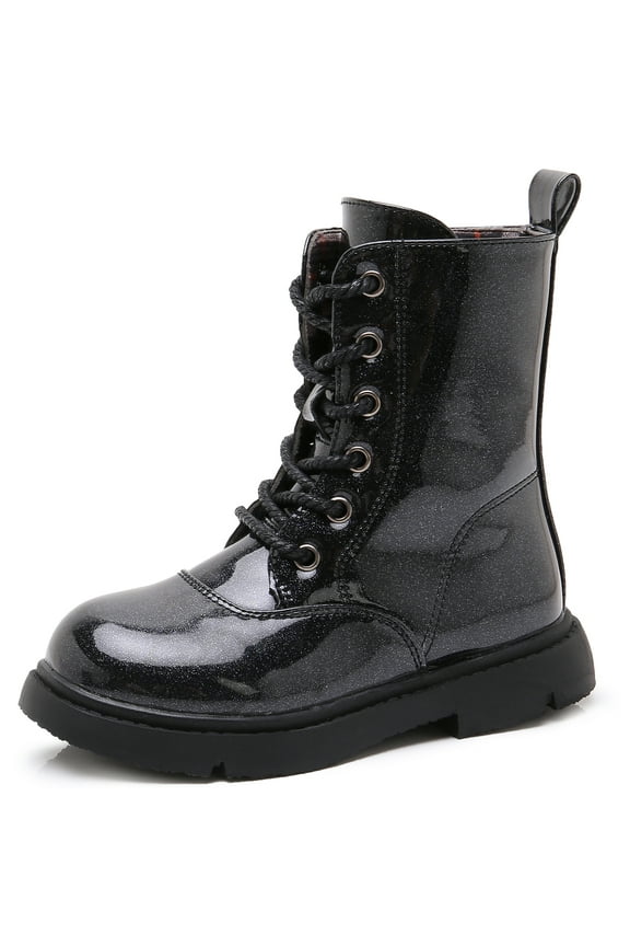Boys Girls Kids Combat Boots Unisex Black 13 Little Kid