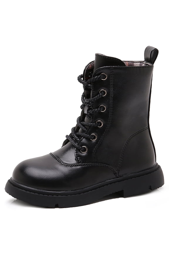 Boys Girls Kids Combat Boots Unisex Black 3.5 Big Kid