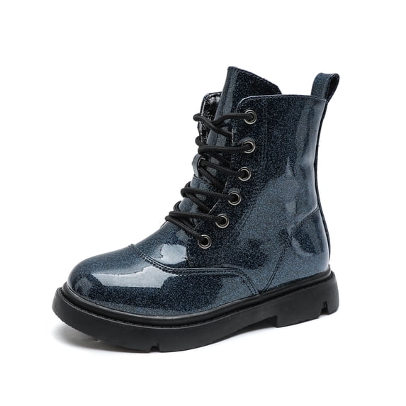 kkdom Boys Girls Kids Combat Boots Unisex Blue 1.5 Little Kid