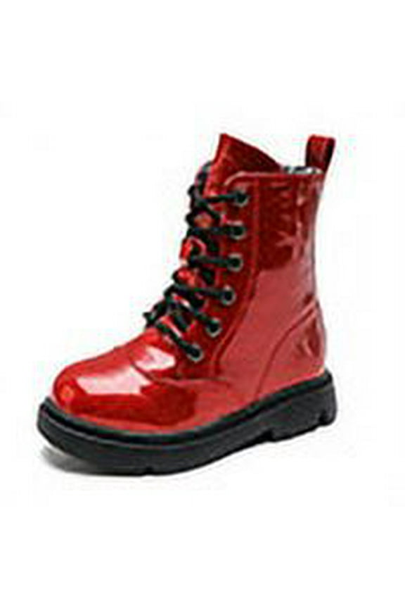 Boys Girls Kids Combat Boots Unisex Red 13 Little Kid