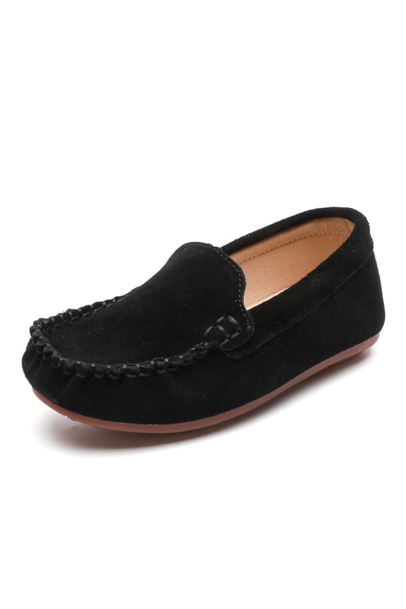 Boys Girls Moccasins Loafers Shoes Slip-on Flats Dress Shoes School Uniform Shoes Black Size 13.5 Little Kid