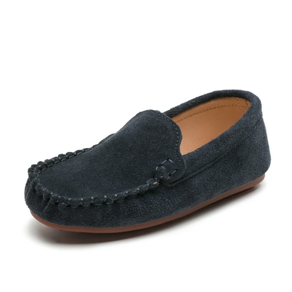 kkdom Boys Girls Moccasins Loafers Shoes Slip-on Flats Dress Shoes School Uniform Shoes Blue Size 10 Toddler
