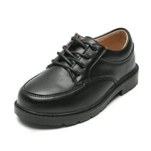 kkdom Boys Girls Oxford Shoes Leather Loafers Fashion Dress Shoes Black Size 4.5 Toddler