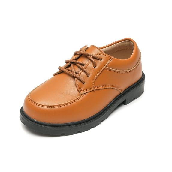kkdom Boys Girls Oxford Shoes Leather Loafers Fashion Dress Shoes Brown Size 9 Toddler