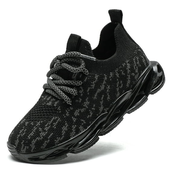 kkdom Boys Girls Running Walking Sneakers Shoes Comfort Lightweight Breathable Athletic Tennis Black 8 Toddler