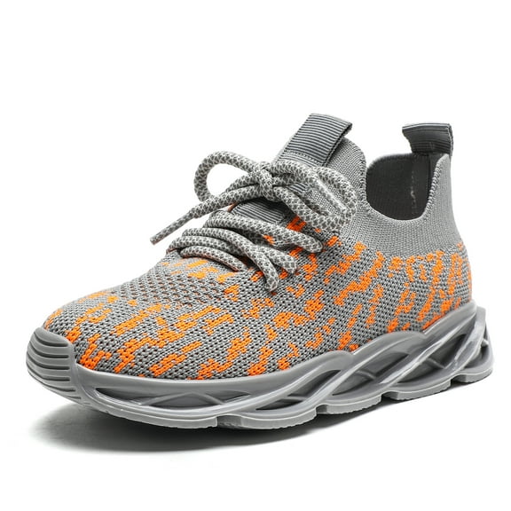kkdom Boys Girls Running Walking Sneakers Shoes Comfort Lightweight Breathable Athletic Tennis Orange 7 Toddler