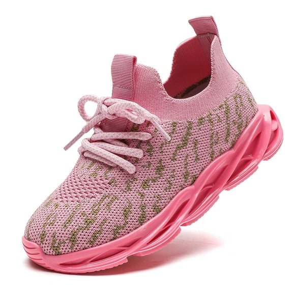 kkdom Boys Girls Running Walking Sneakers Shoes Comfort Lightweight Breathable Athletic Tennis Pink 8 Toddler