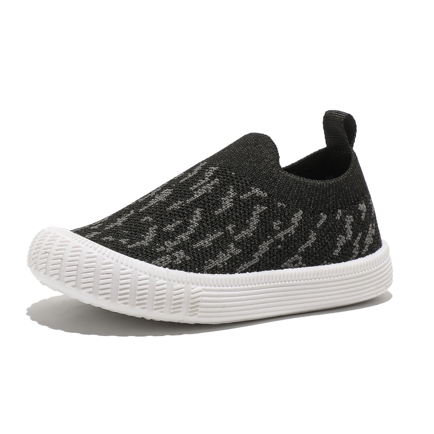 kkdom Boys Girls Sneakers Shoes Lightweight Slip-on Walking Shoes Black ...