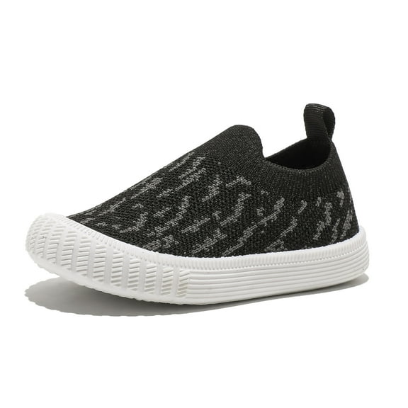 kkdom Boys Girls Sneakers Shoes Lightweight Slip-on Walking Shoes Black Size 9.5 Toddler
