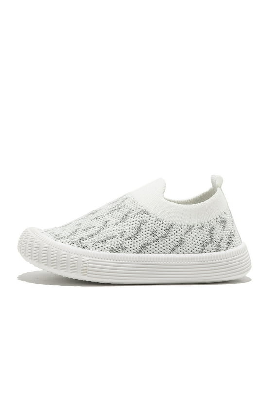 Boys Girls Sneakers Shoes Lightweight Slip-on Walking Shoes White Size 11 Little Kid