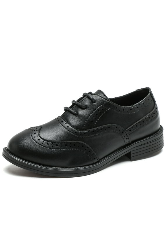 Boys Oxfords Shoes Flats School Uniform Dress Shoes Black 4.5 Big Kid