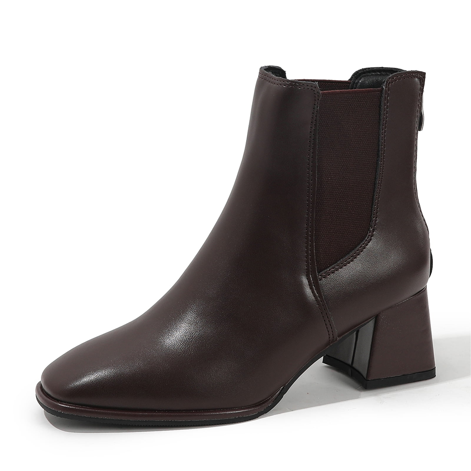 kkdom Chelsea Boots For Women Rain Boots Waterproof Lightweight Ankle Boots Winter Shoes Brown Size 10