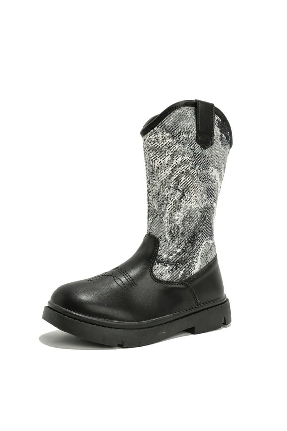 Kids Cowgirl Boots Girls Cowboy Western Lightweight Mid Calf Riding Fashion Boots Black Size 11.5 Little Kid