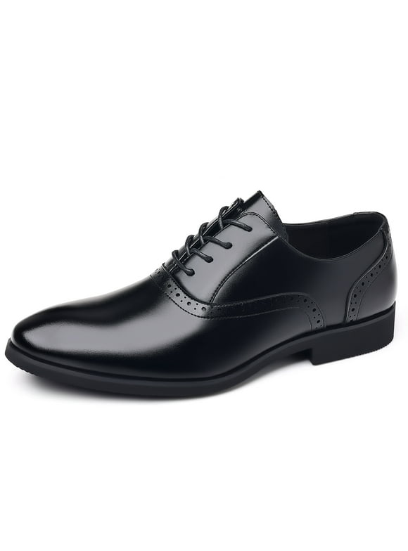 kkdom Men Dress Shoes Leather Formal Slip On Oxford Shoes Wedding Business Black Size 7