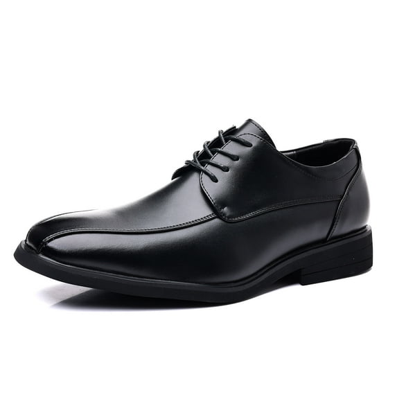 kkdom Men's Leather Formal Dress Oxfords Lace Up Shoes Wedding Black Size 10.5