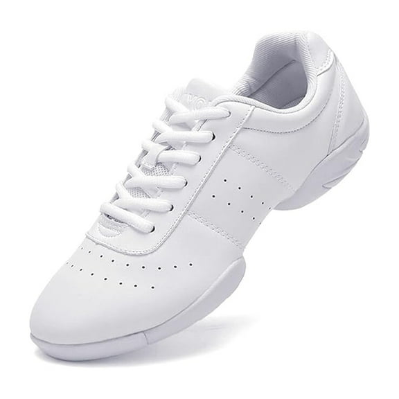 kkdom White Cheerleading Shoes Athletic Dance Sport Training Shoes Competition Tennis Sneakers Cheer Shoes Size 6