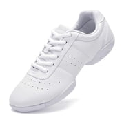 kkdom White Cheerleading Shoes Athletic Dance Sport Training Shoes Competition Tennis Sneakers Cheer Shoes Size 7.5