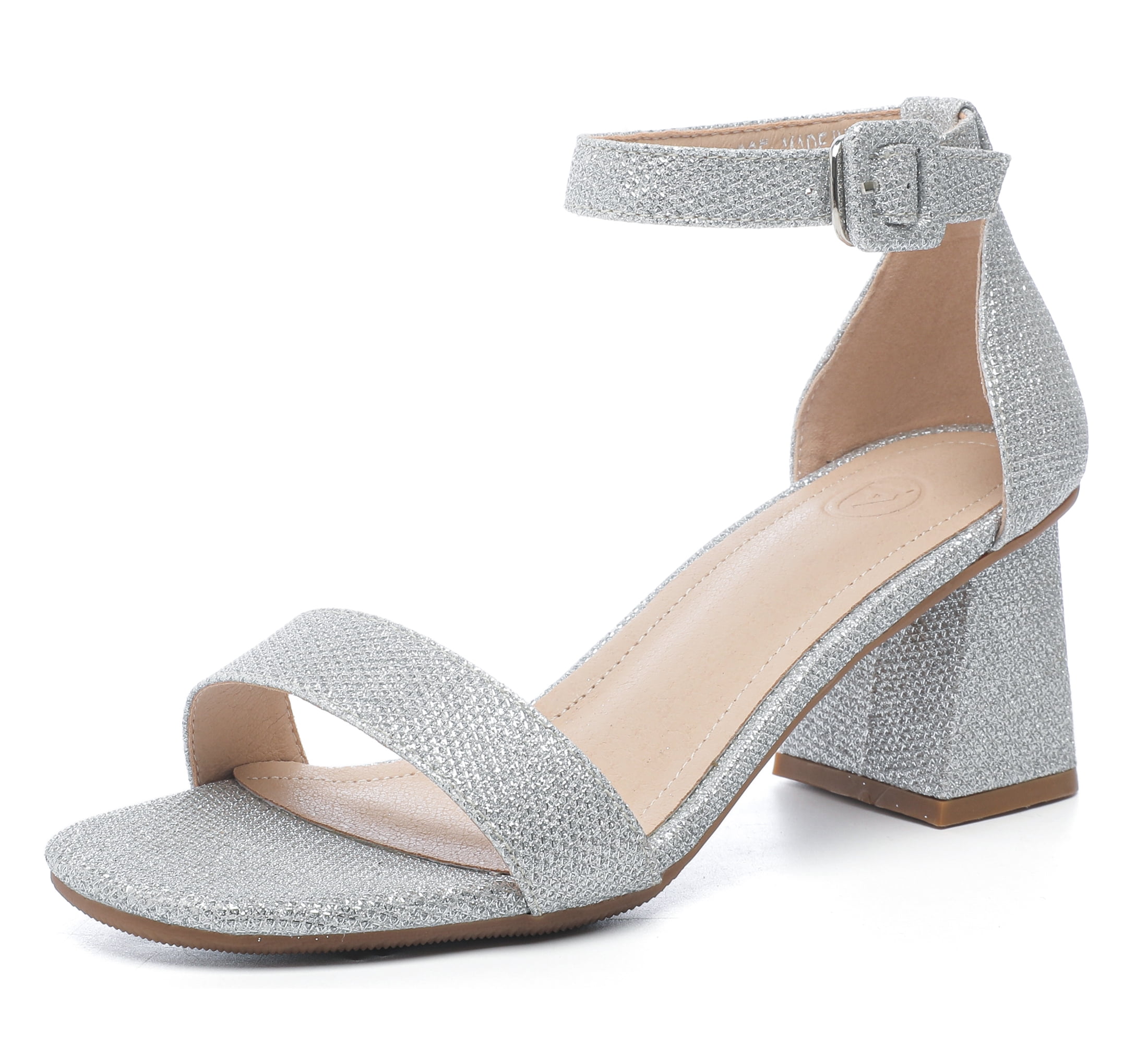 Pennysue Women's Dressy Toe Chunky Low Heels Sandals, Nude