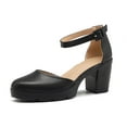 thumbnail image 1 of kkdom Women High Heels Closed Toe Platform Chunky Heels Pumps Wedding Shoes Black Size 8.5, 1 of 6