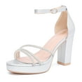 thumbnail image 1 of kkdom Women High Heels Sandals Rhinestone Platform Pump Sandals Silver Size 10, 1 of 6