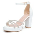 thumbnail image 1 of kkdom Women High Heels Sandals Rhinestone Platform Pump Sandals White Size 6.5, 1 of 6