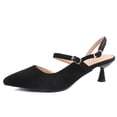 thumbnail image 1 of kkdom Women Kitten Heels Pumps Slingback Heels Ankle Strap Pointed Toe Wedding Black Size 6.5, 1 of 8