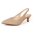 thumbnail image 1 of kkdom Women Slingback Heels Pumps Kitten Low heels Pointed Toe Beige Size 6.5, 1 of 6
