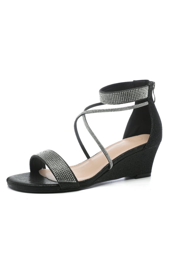 Women's Sandals Heels Ankle Strap Open Toe Dress Shoes Wedding Party Black Size 6.5