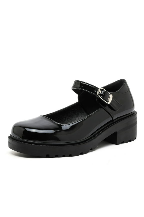 Womens Ballet Mary Jane Flats Comfortable Business Office Dress Shoes for Women Dressy and Work with Ankle Strap Black Size 5.5