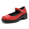 thumbnail image 1 of kkdom Womens Ballet Mary Jane Flats Comfortable Business Office Dress Shoes for Women Dressy and Work with Ankle Strap Red Size 7.5, 1 of 6