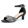 thumbnail image 1 of kkdom Womens Low Heels Open Toe Rhinestone Dress Heeled Sandals Ankle Strap Chunky Block Short Heel Pumps Shoes for Prom Wedding Party Office, 1 of 6