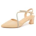 thumbnail image 1 of kkdom Womens Sandals Heels Pumps Closed Pointed Toe Block Heels Slingback Casual Chunky Heels Office Shoes Beige Size 6.5, 1 of 6