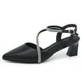 thumbnail image 1 of kkdom Womens Sandals Heels Pumps Closed Pointed Toe Block Heels Slingback Casual Chunky Heels Office Shoes Black Size 6, 1 of 6