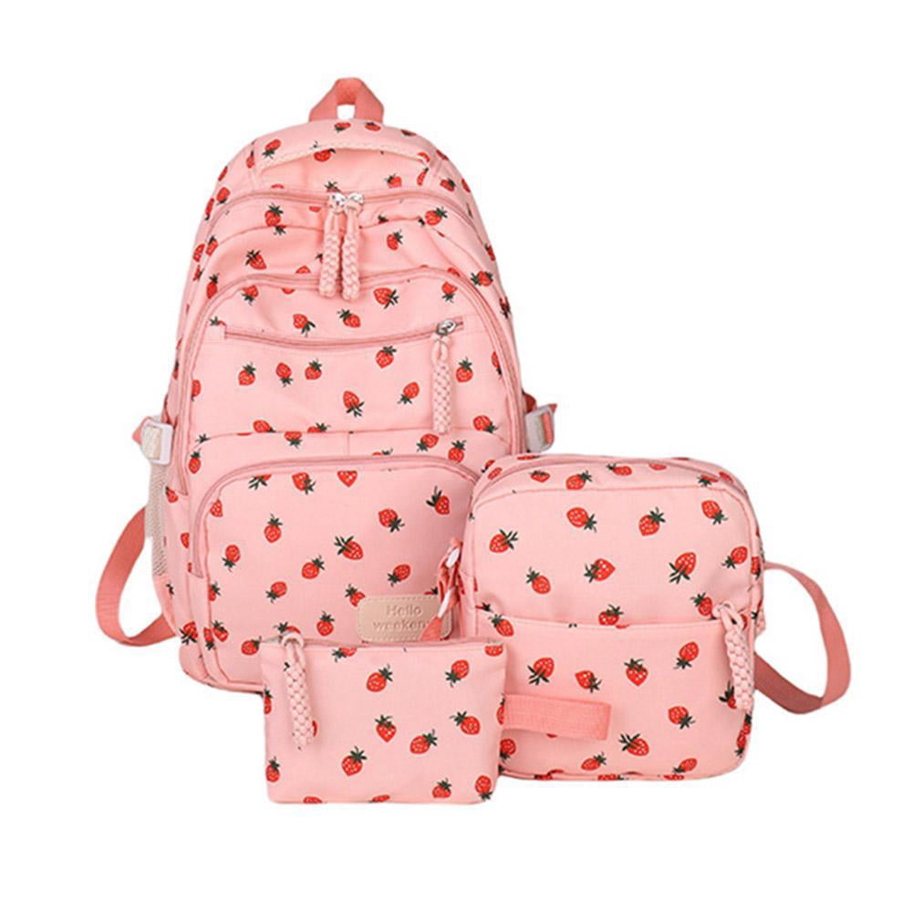 Asthetic Ricksack kkiuop Coquette Strawberry Backpack,3PCS Cute Aesthetic Backpack ...