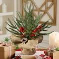 thumbnail image 1 of kladzum 12-inch Table Top Christmas Tree Artificial Mini Christmas Tree with Red Berry Pines Cones and Burlaps Base, Exquisite Christmas Decorations Ideal for Home Farmhouses Desk Decor, 1 of 6