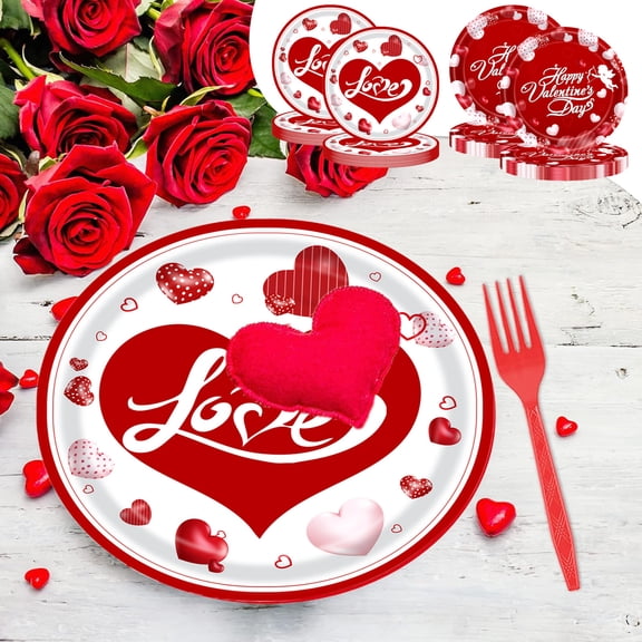 kladzum 20PCS Valentines's Day Party Plates Valentines's Day Party Dinnerware Party Decorations and Gifts for Girls' and Boys' Birthdays and Baby Parties