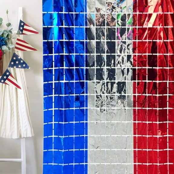 kladzum 4th of July Decorations, Red White and Blue Colorful Rain Curtains, Fourth of July Photo Prop Streamer Backdrops for Independence Day Party, Memorial Day, Labor Day Party Decorations