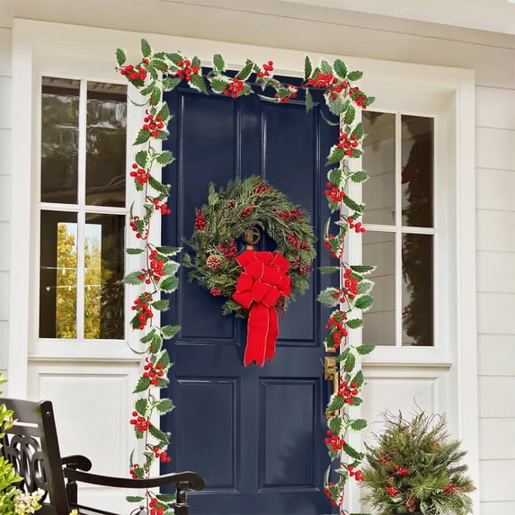 kladzum 5.74ft Christmas Garland Christmas Layout Simulation Christmas Rrattan Party Festival Decoration Red Berry Soft Rattan Plastics Simulation Berry Vines for Decoration