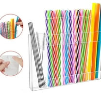 kladzum Acrylic Straw Holder, Cabinet Straws Organizer, Transparent Straw Stand-straw Reusable Straws Storage Container Straw Dispenser Rack for Kitchen, Counters, Cupboards