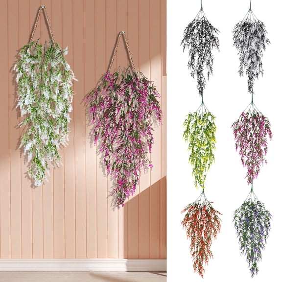 kladzum Artificial Hanging Plants, Fake Flowers Plastic Wrapping Plants Vines for Bedroom Wall House Room Indoor Outdoor Spring Decorations