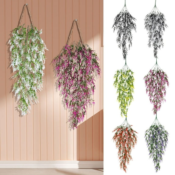 kladzum Artificial Hanging Plants, Fake Flowers Plastic Wrapping Plants Vines for Bedroom Wall House Room Indoor Outdoor Spring Decorations