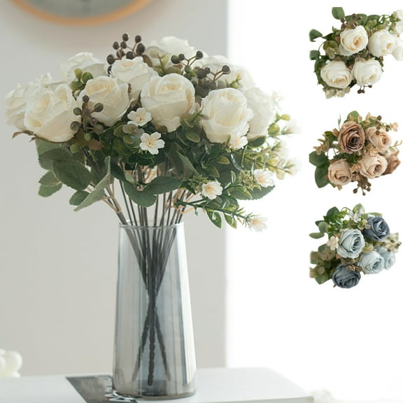 kladzum Artificial Rose Flower Silk Flowers Fake Roses Artificial Roses Silk Flowers Bouquet Fake Roses for Valentines Day Wedding Home Party Decor