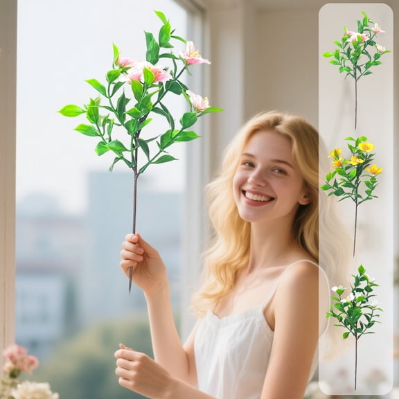 kladzum Artificial Simulation Green Pentaphyllus Simulation Flower Plastic Flower Home Flower Arrangement Decoration