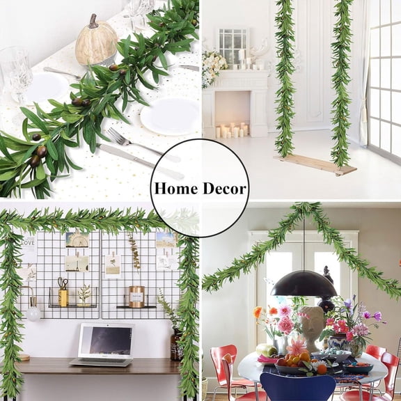 kladzum Artificial Vines Decorative Garland Fake Hanging Plants Simulation Green Olive Leaves for Wedding Party Garden Home Kitchen Office Wall Decorations