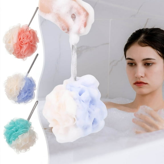 kladzum Shower Loofah Bath Sponge, Loofah Exfoliating Body Scrubbers, Dreamy and Colorful Mesh Shower Pouf Balls for Body Wash Cleaning Bathing Accessories