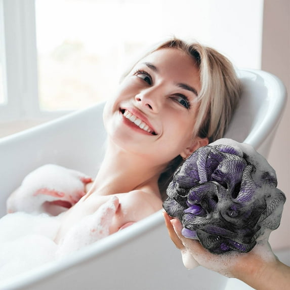 kladzum Bath Sponges, Small Size Colorful Shower Sponges Exfoliating Mesh Bath Ball Body Scrubbers Dreamy and Colorful Bath Flower-soft and Non Scattering-scrubbing Shower Sponge
